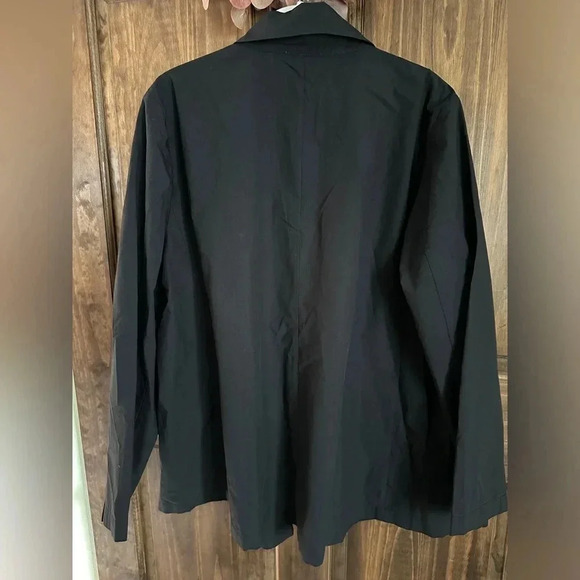 Eileen Fisher Washed Organic Cotton Poplin Blazer black large - Picture 4 of 7